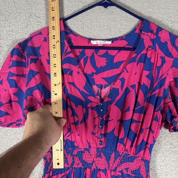 Abel the Label Sz XS Cassidy Hi-Lo Midi Dress Blue Pink Floral Flutter Sleeve - Picture 8 of 12